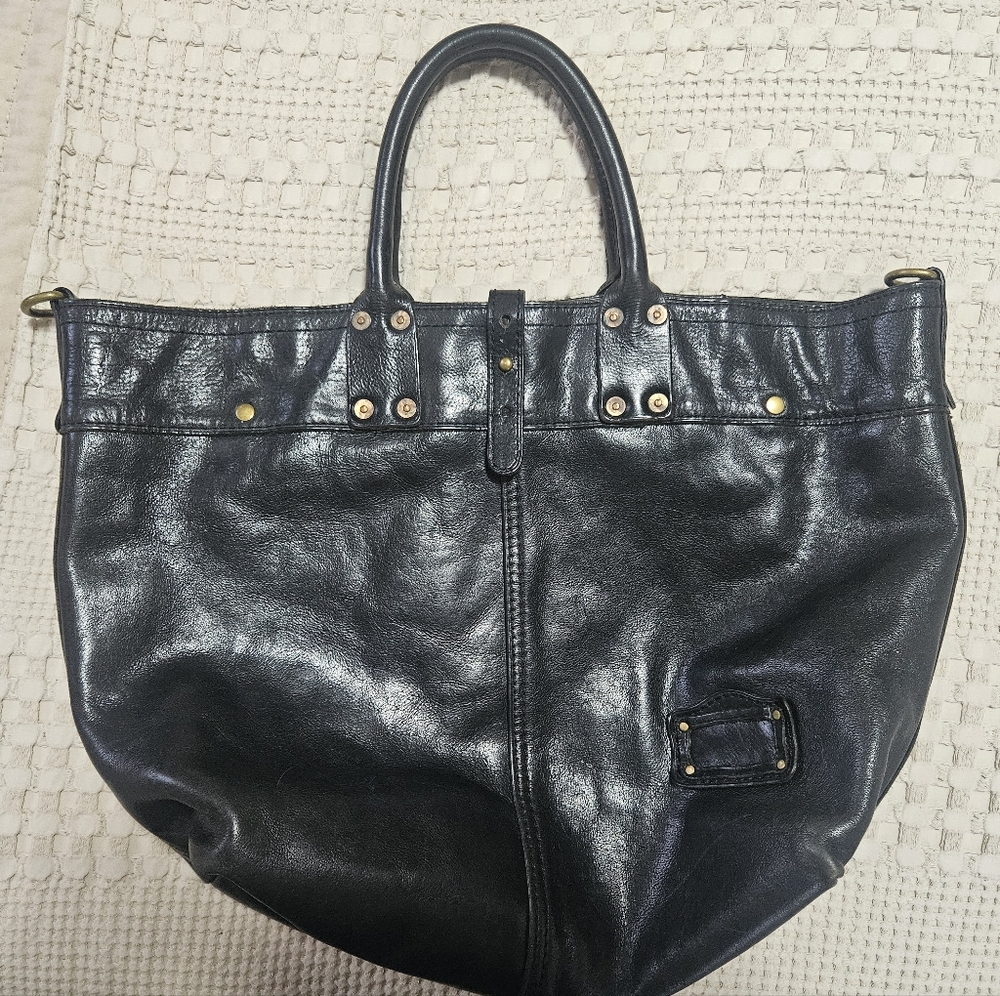 Patricia Nash Black Oversized Leather Tote